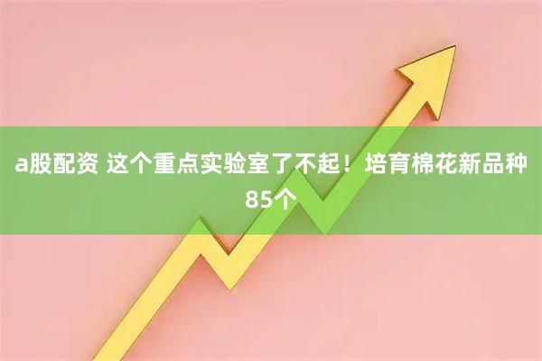 a股配资 这个重点实验室了不起！培育棉花新品种85个